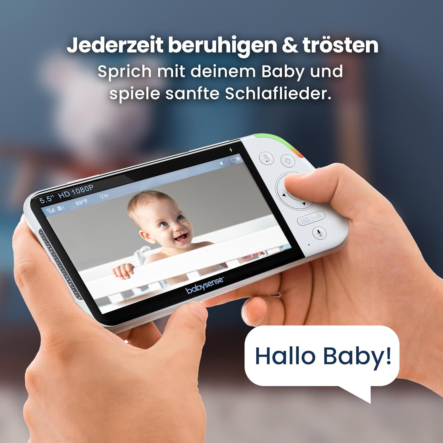 Babysense Full HD Split-Screen Babyphone mit 1 Kamera