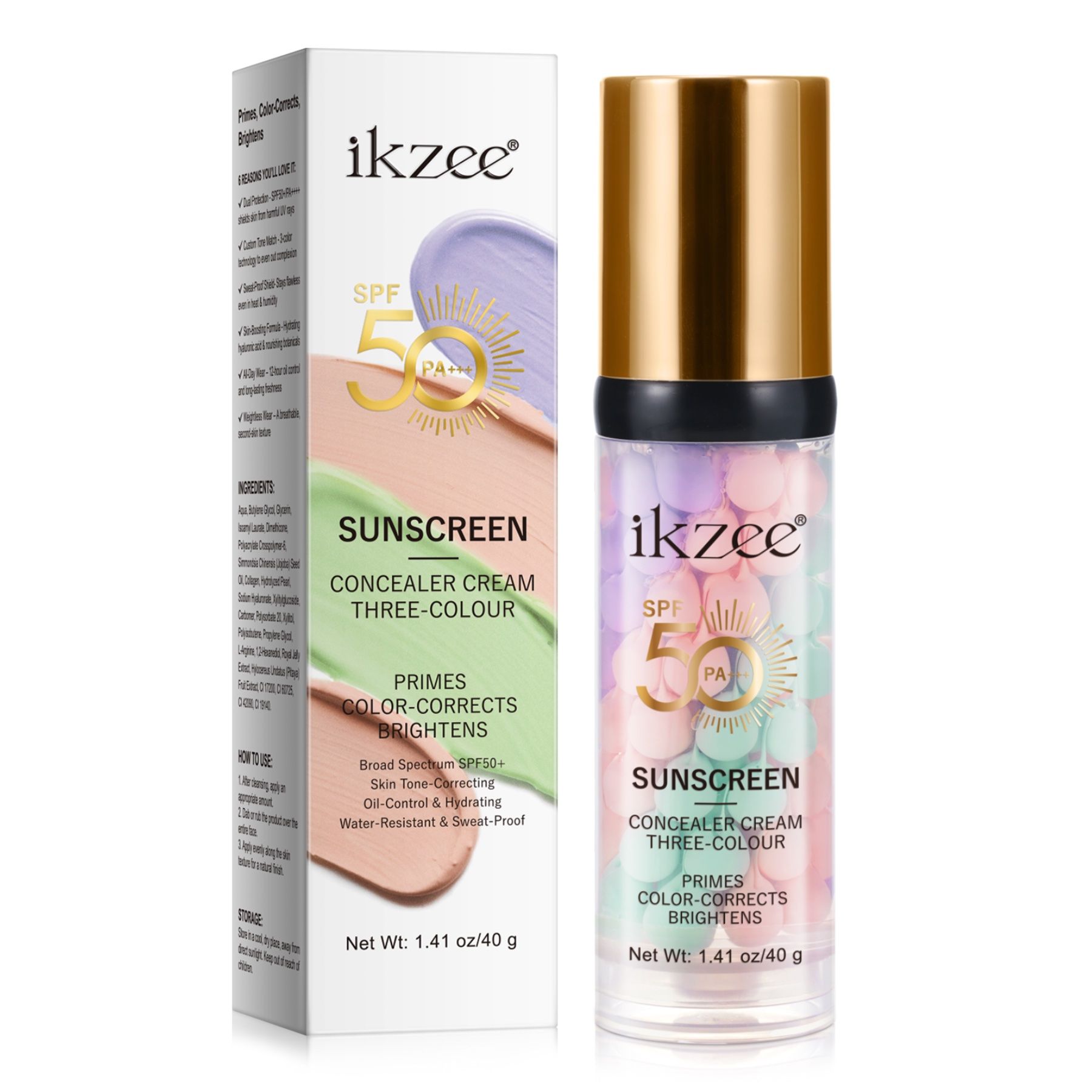 ALIVER Sonnenschutzcreme SPF 50 PA+++ Foundation Concealer 3-in-1 Farbkorrektur