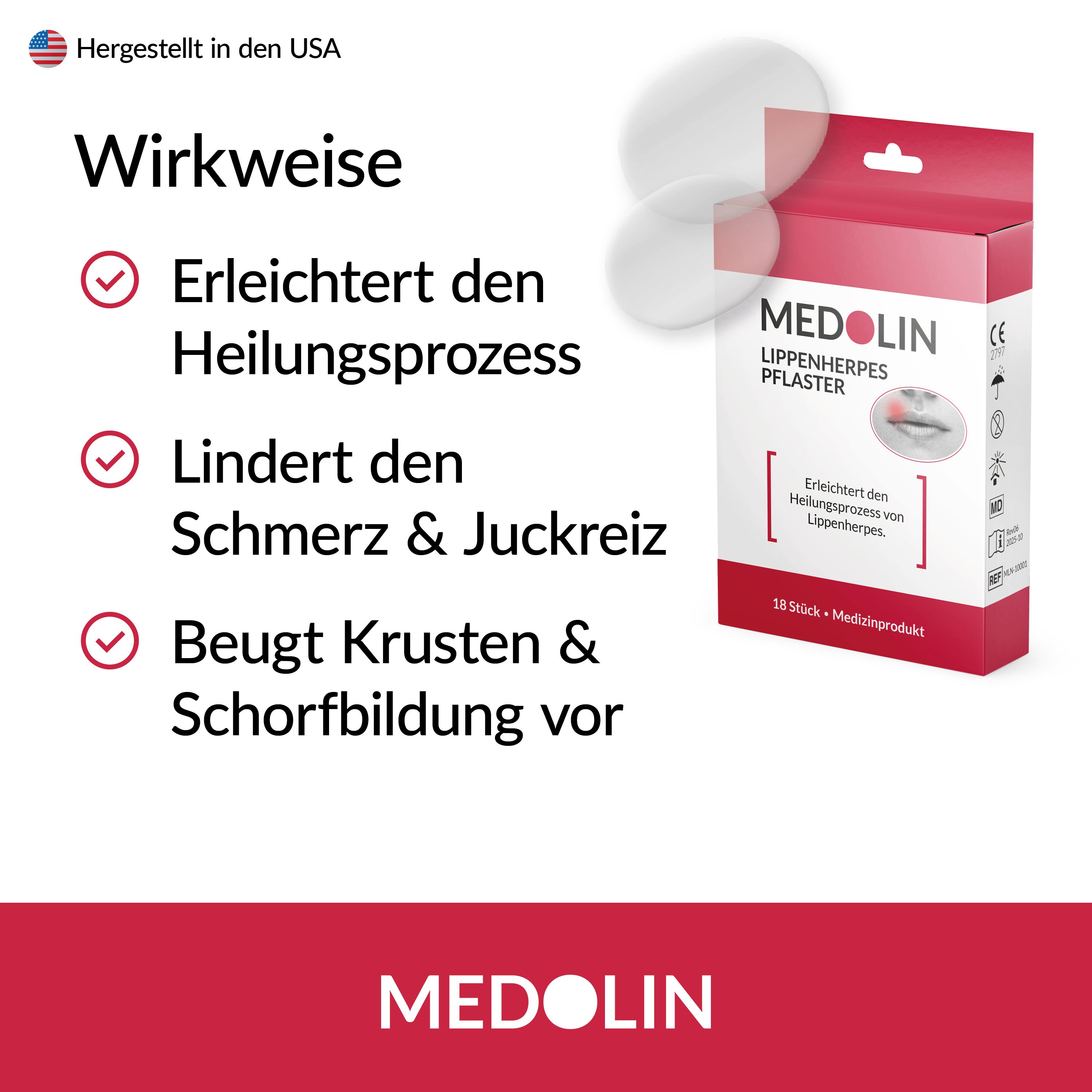 Medolin® Herpes Pflaster - Herpespflaster -  Herpes Patches bei Lippenherpes