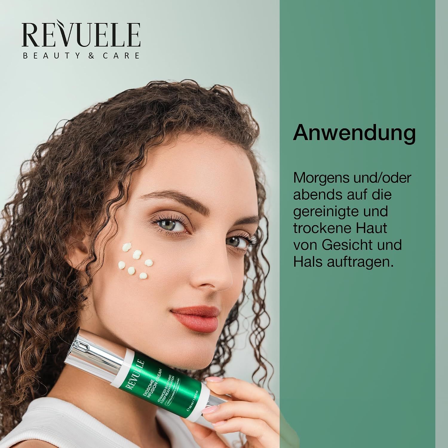Flasche mit "Revuele Exosome Infusion Cream" Aufschrift.