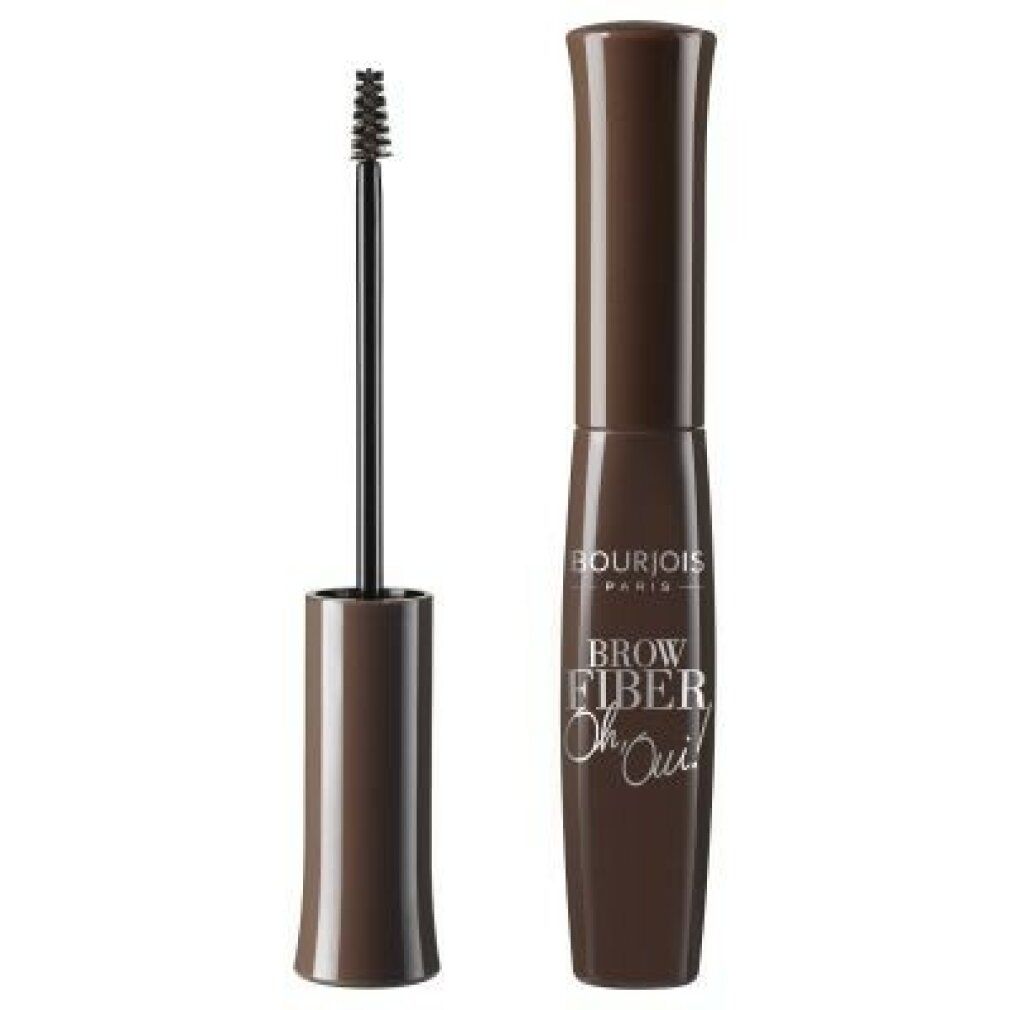 Brauenmascara mit Bürste. Dunkelbraune Tube mit Schriftzug "BROW FIBER Oh Oui!". Bürste separat.
