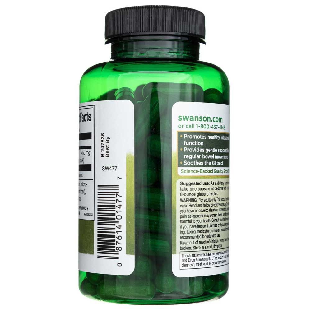 Rückseite einer grünen Kapselbehälterflasche mit Website und Anwendungshinweisen.