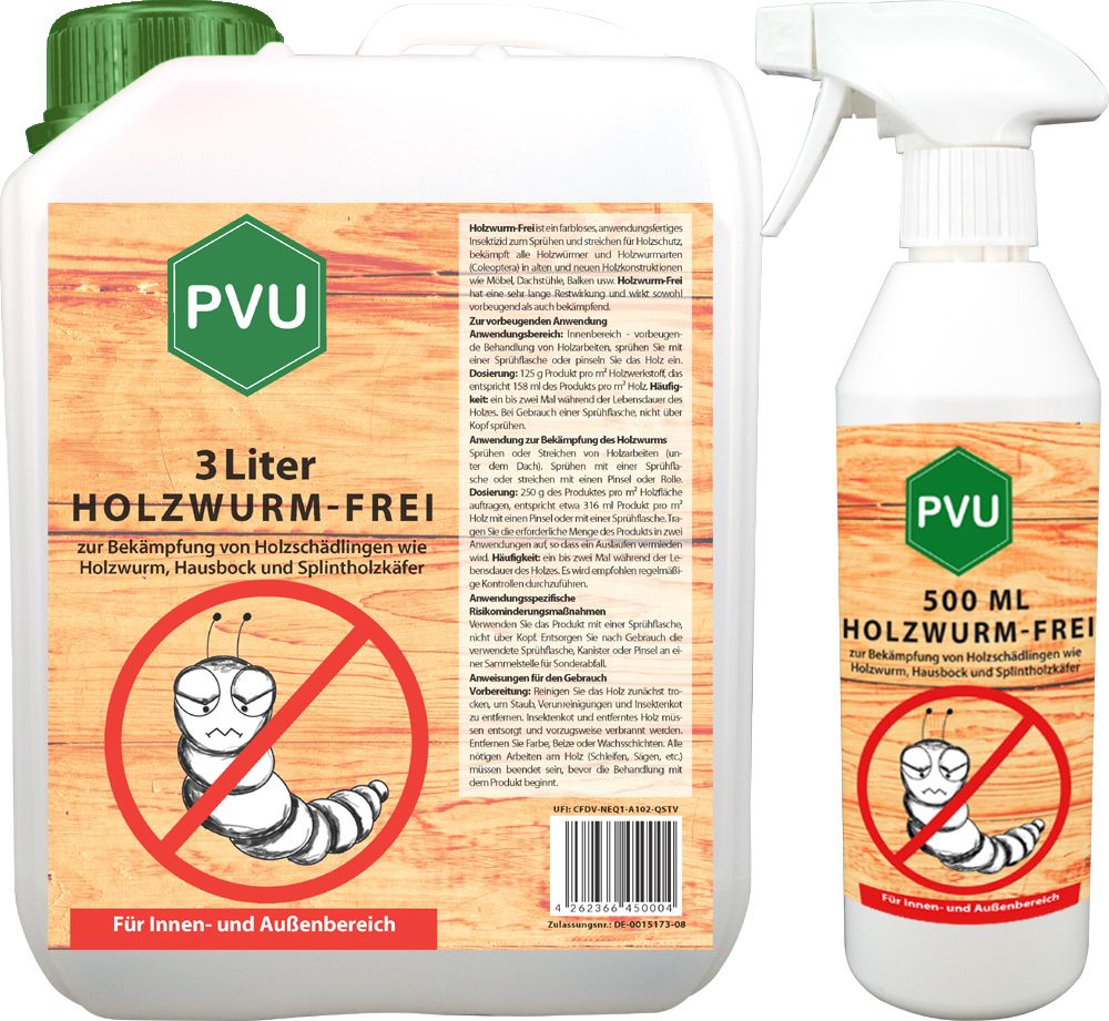 PVU Holzwurmspray zur Bekämpfung von Holwürmern und Holz Schädlingen