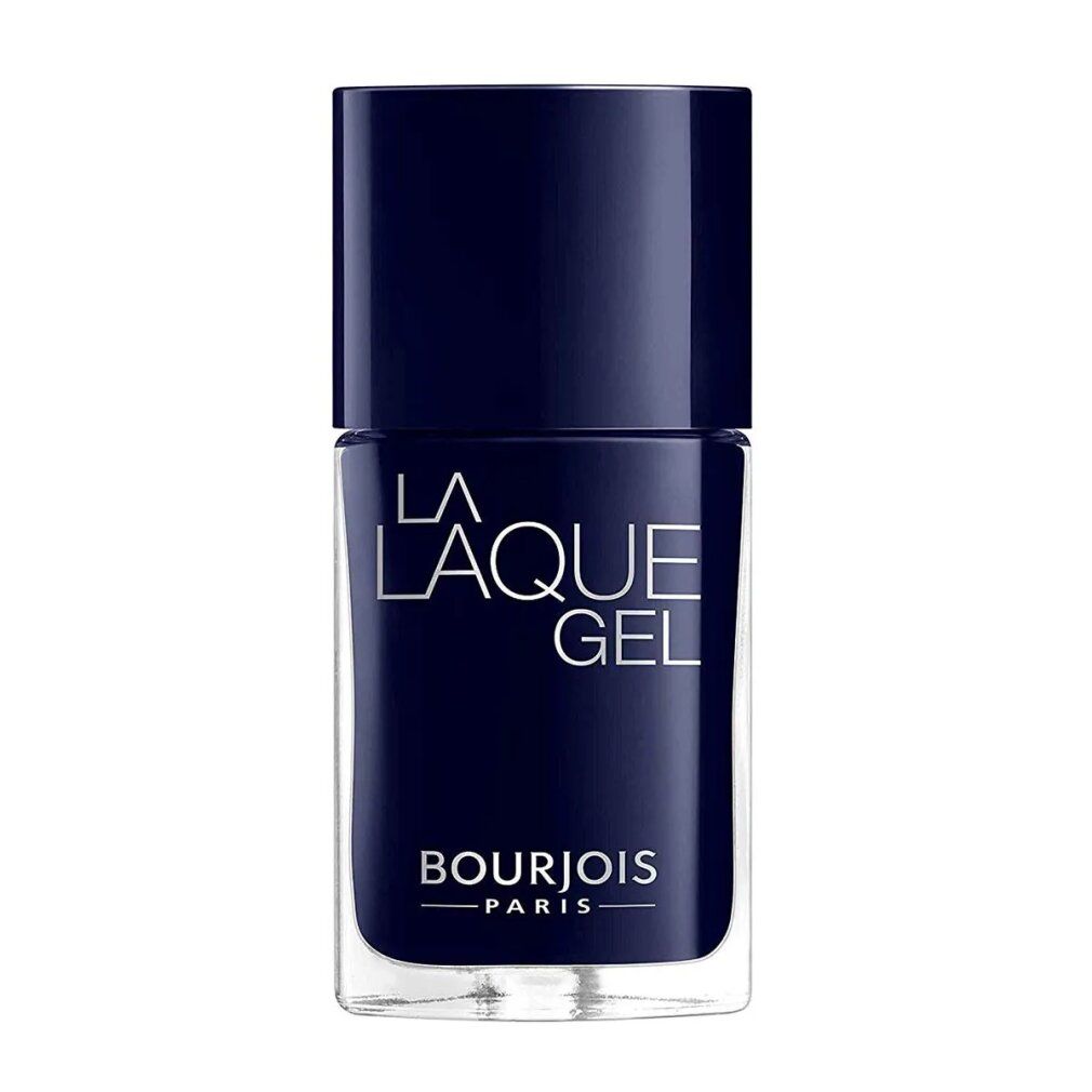 Dunkelblauer Nagellackflakon. Aufschrift: La Laque Gel, Bourjois Paris.