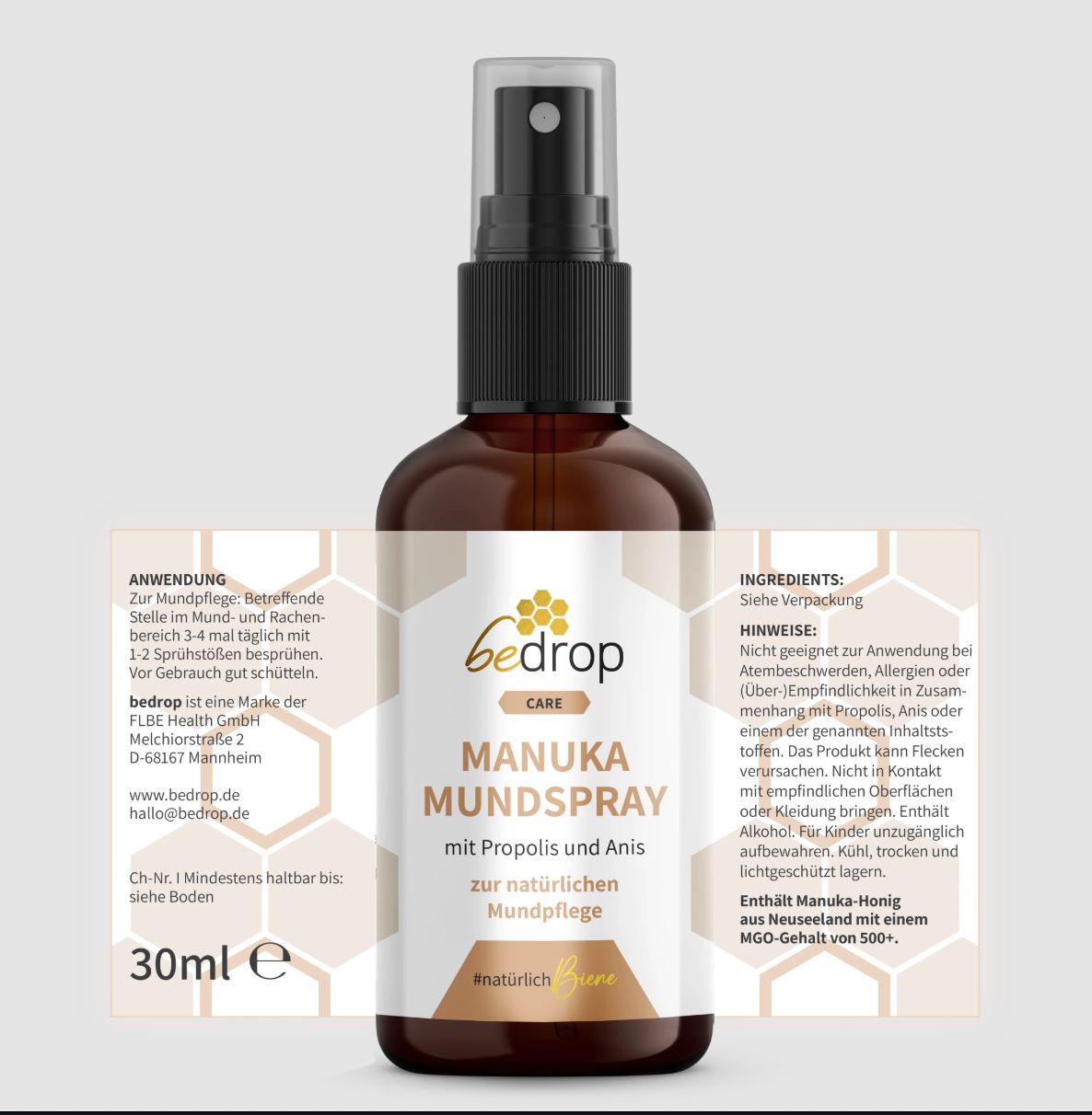 bedrop Propolis Halsspray / Mundspray mit Manuka Honig & Anis