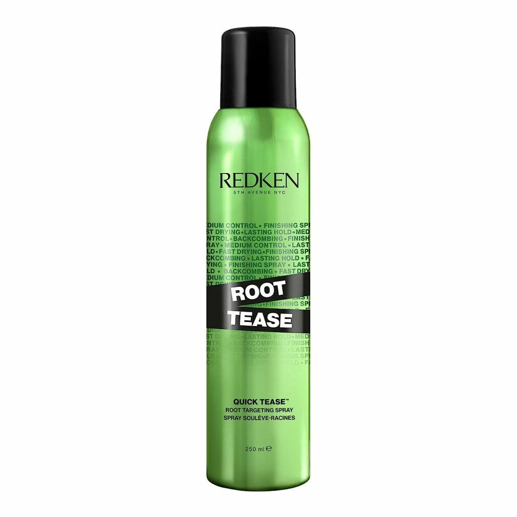 Redken Root Tease Spray in grüner Dose mit schwarzem Deckel. Produktname und Details auf der Dose deutlich sichtbar.