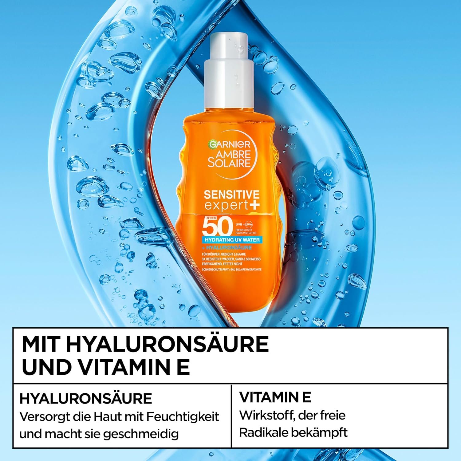 Garnier Ambre Solaire Sensitive Expert + Hydrating UV Water Sonnenschutzspray LSF 50