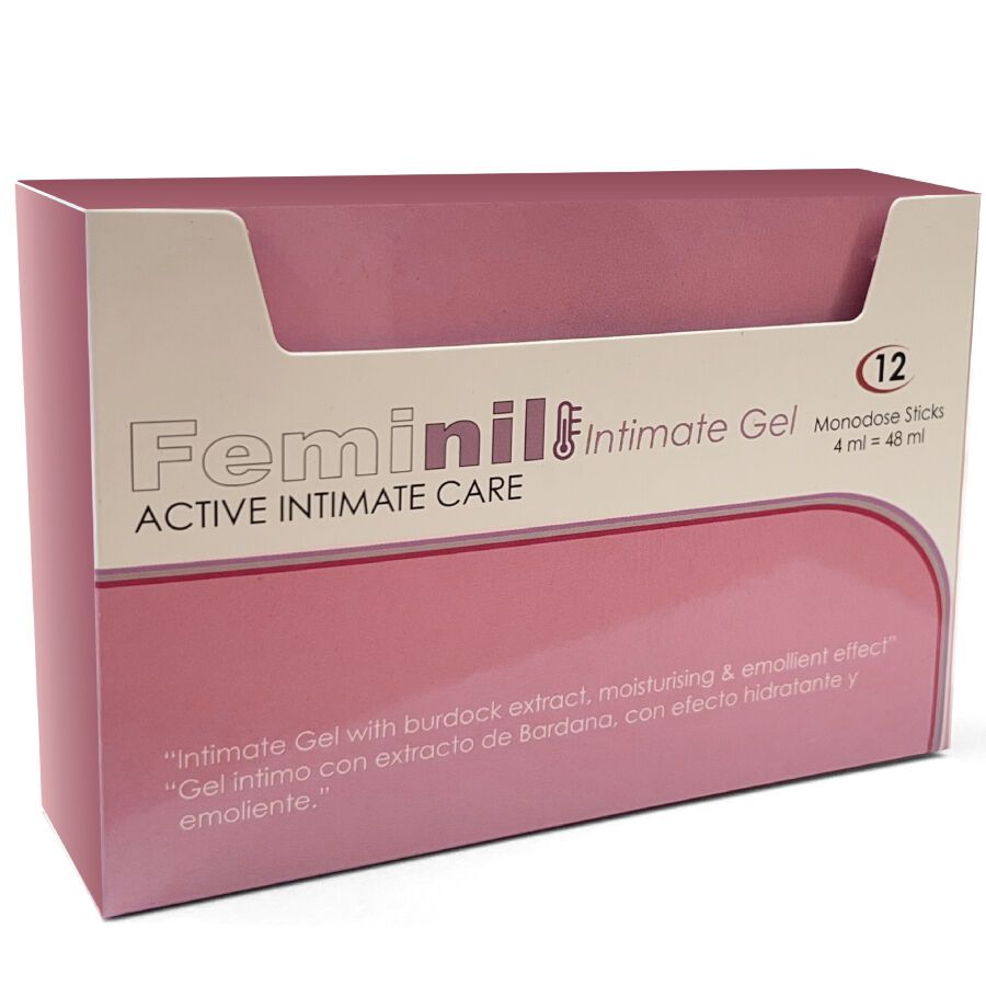 Feminil Intimate Gel, 12 Monodose Sticks. Intimgel mit Klettenextrakt.