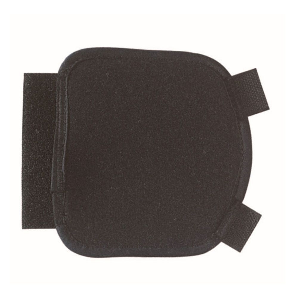 Schwarzes Griffpolster aus Stoff mit Klettverschluss und Schlaufen.