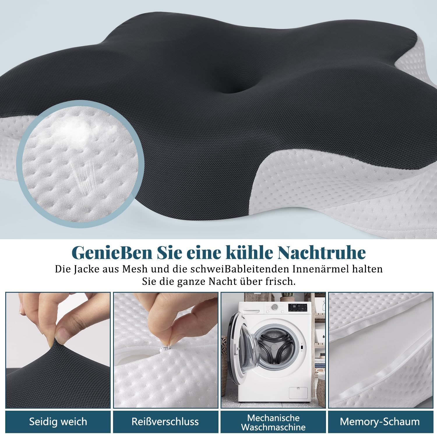Nourideaux Ergonomisches Nackenkissen Kopfkissen Nackenschmerzen Schlafkissen Pillows