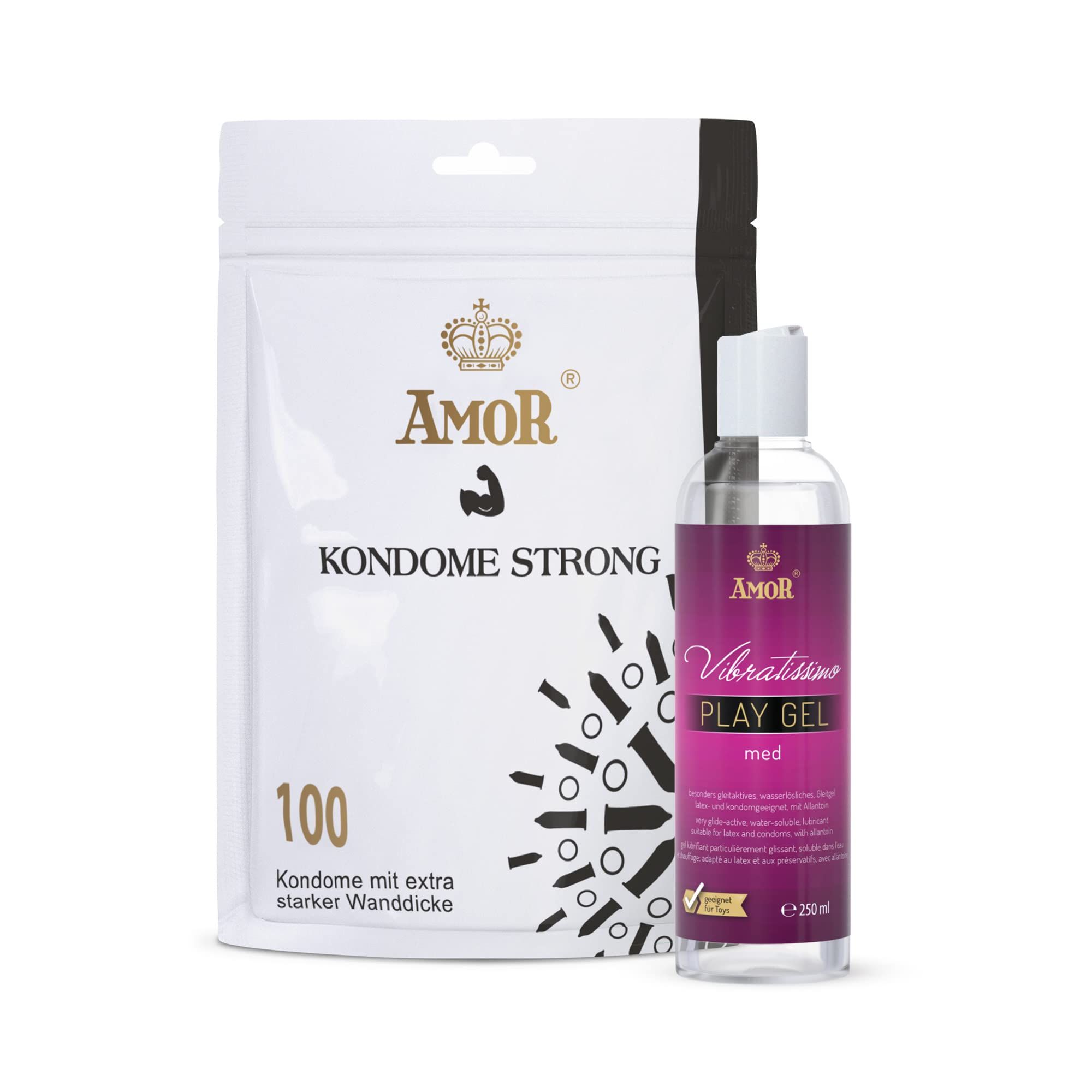 AMOR Strong Kondome + PlayGel Natural Set