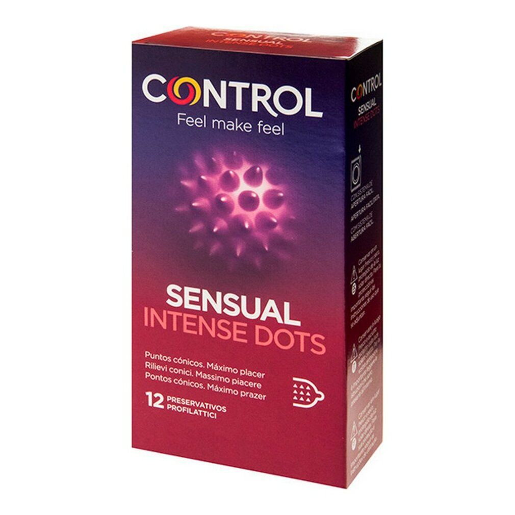 CONTROL SENSUAL Intense Dots Verpackung. Roter Karton mit Produktnamen und Abbildung. 12 Stück.