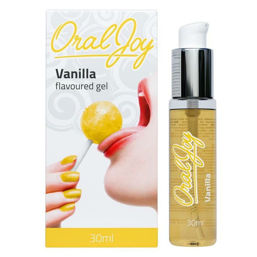 Cobeco Oral Joy Vanilla: Flavour Gel in 30ml Flasche mit Pumpspender und Umverpackung.