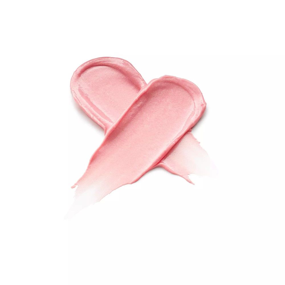 Zwei rosa Lippenbalsam-Striche, überkreuzt. Auf weißem Hintergrund.