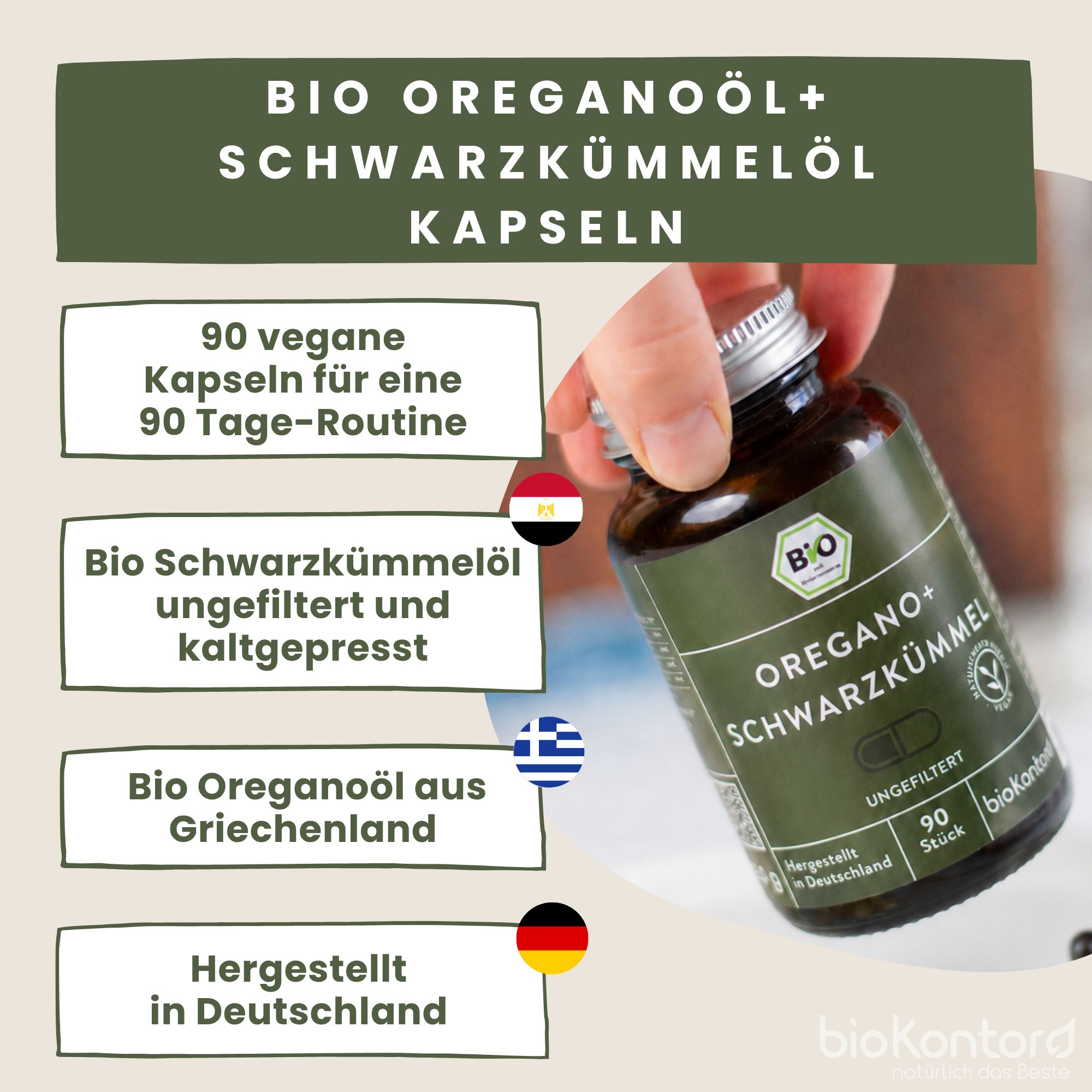 Oreganoöl und Schwarzkümmelöl Kapseln - 100 mg Carvacrol