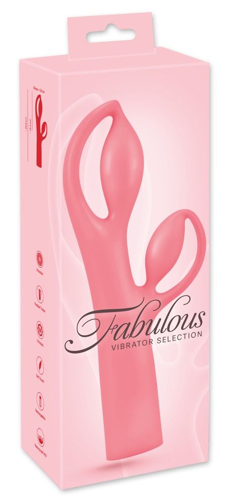 Rosa Produkt in einer Verpackung. Auf der Verpackung steht "Fabulous Vibrator Selection".