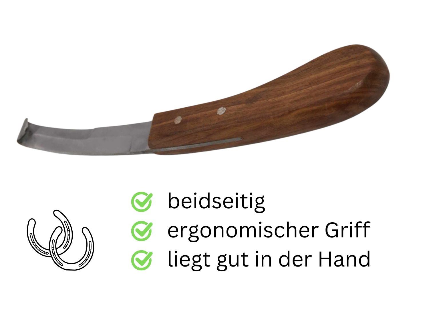 AMKA Hufmesser beidseitig geschliffen mit Holzgriff