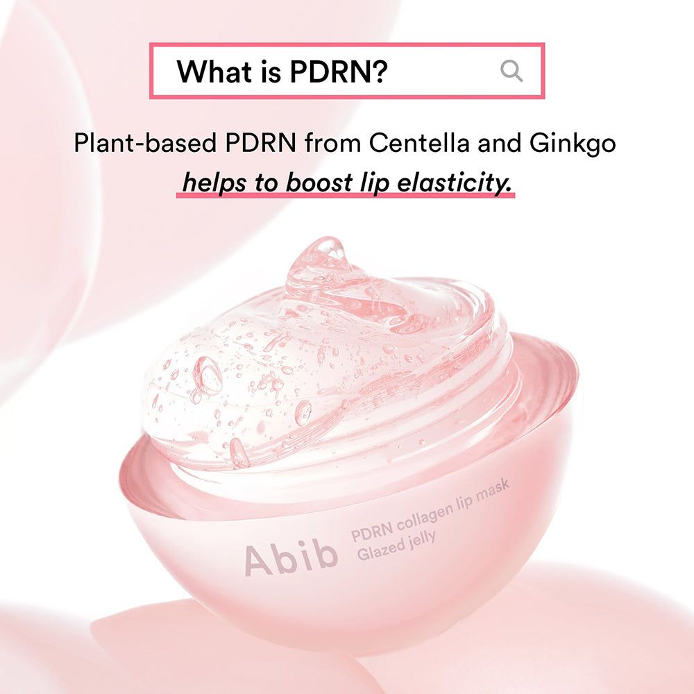 Abib PDRN Collagen Lippenmaske Glazed Jelly mit Gelee-Textur in der Dose.