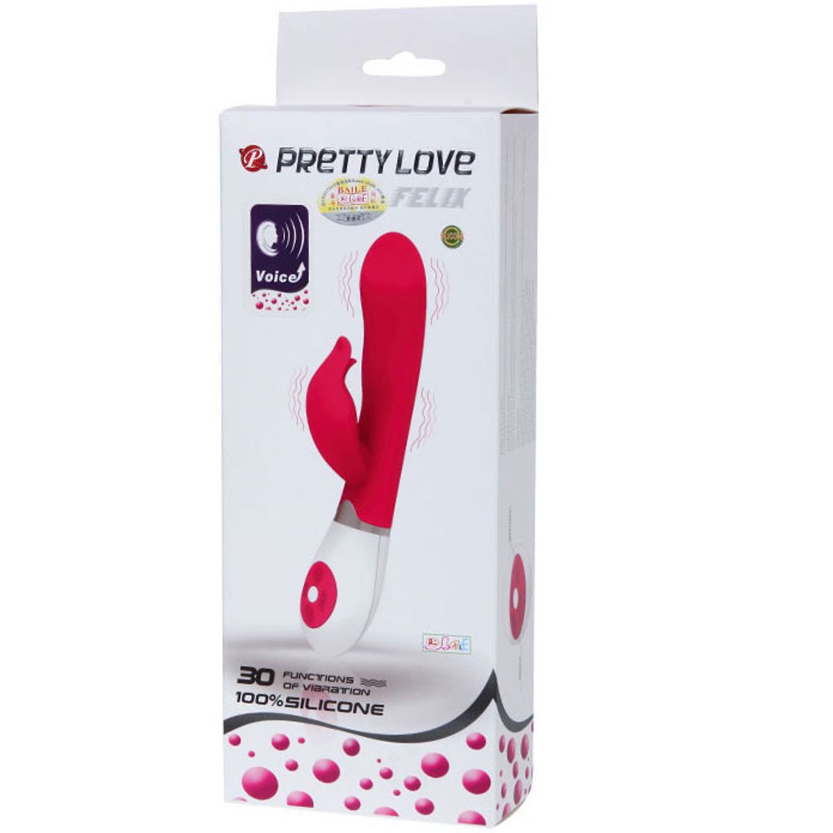 Rabbitvibrator “Felix Voice” | Flüsterleise, 30 verschiedene Schwingungsarten | Pretty Love
