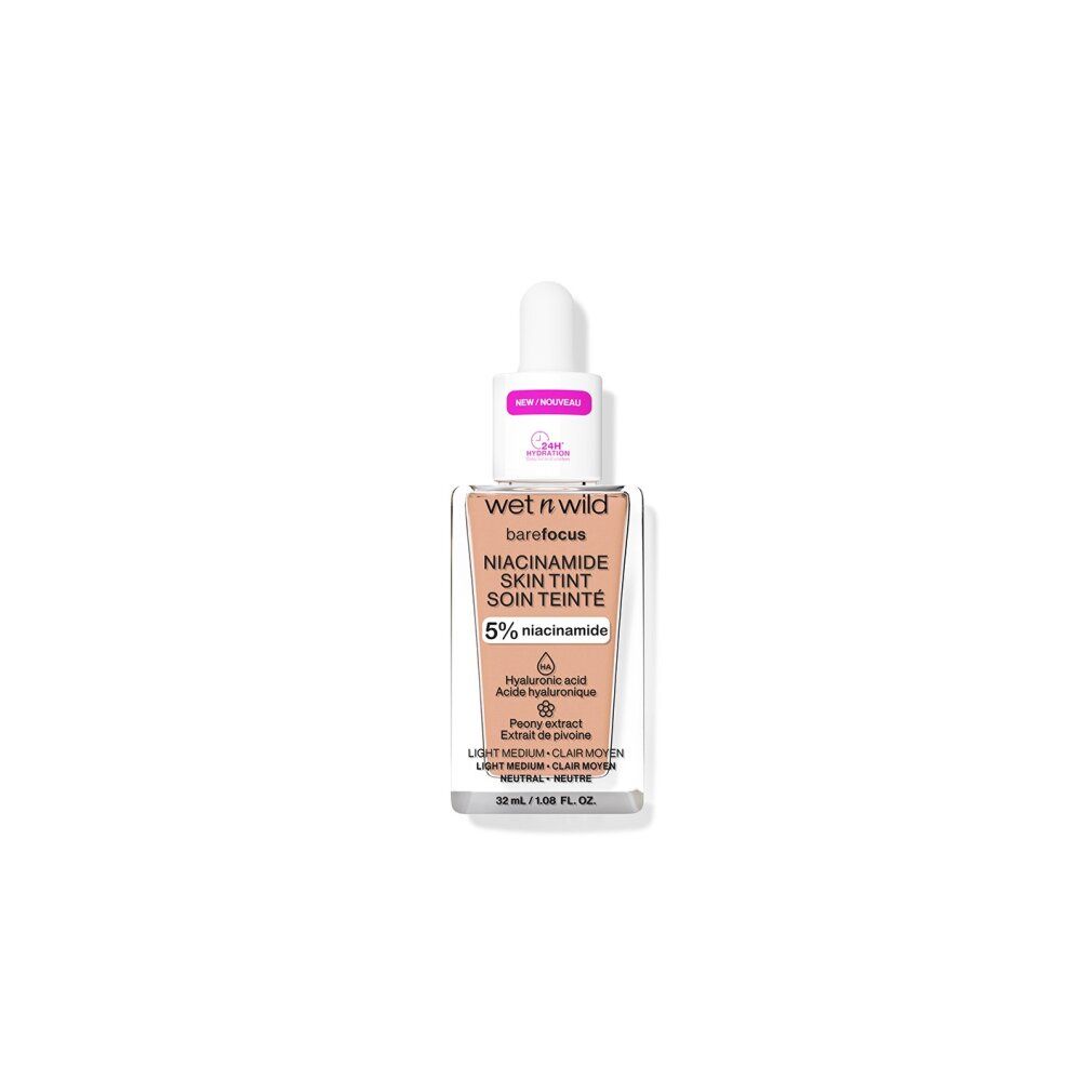 Fläschchen mit Pipette. Aufschrift: Niacinamide Skin Tint. Enthält 5% Niacinamid. Marke: Wet n Wild.