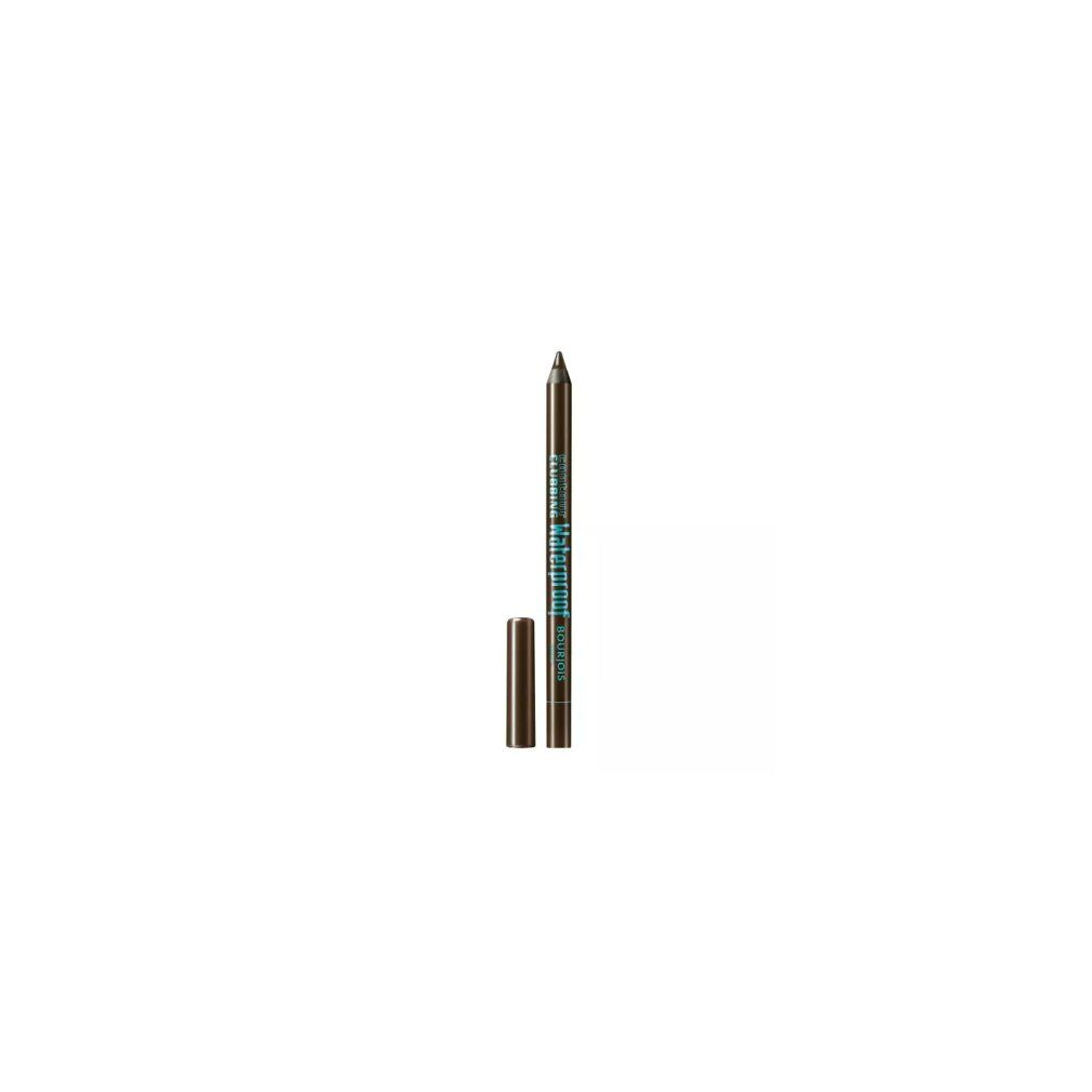Brauner Eyeliner-Stift mit Kappe. Aufschrift: wasserfest. Produktname nicht lesbar.