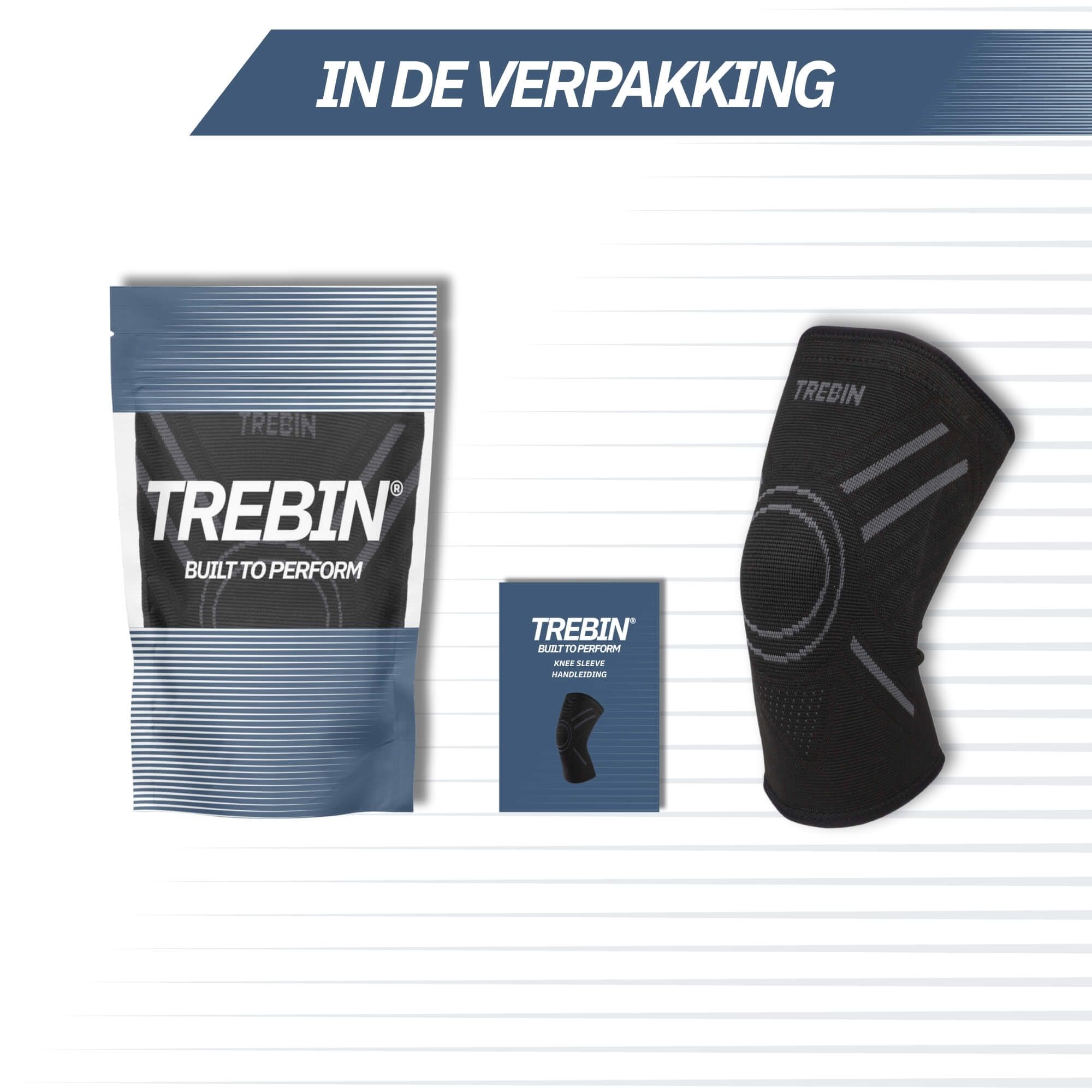 Verpackung und Kniestütze der Marke Trebin.