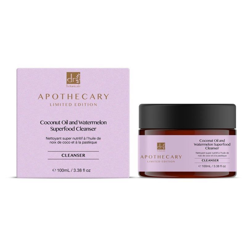 Dr. Botanicals Apothecary Limited Edition Cleanser in Glasbehälter mit Umverpackung.