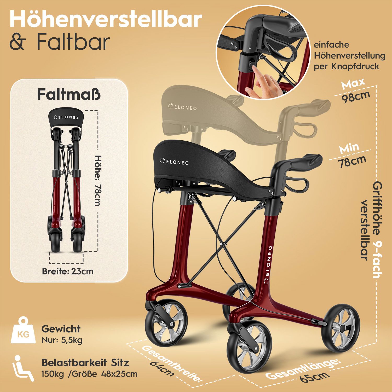 ELONEO Carbon Rollator - L