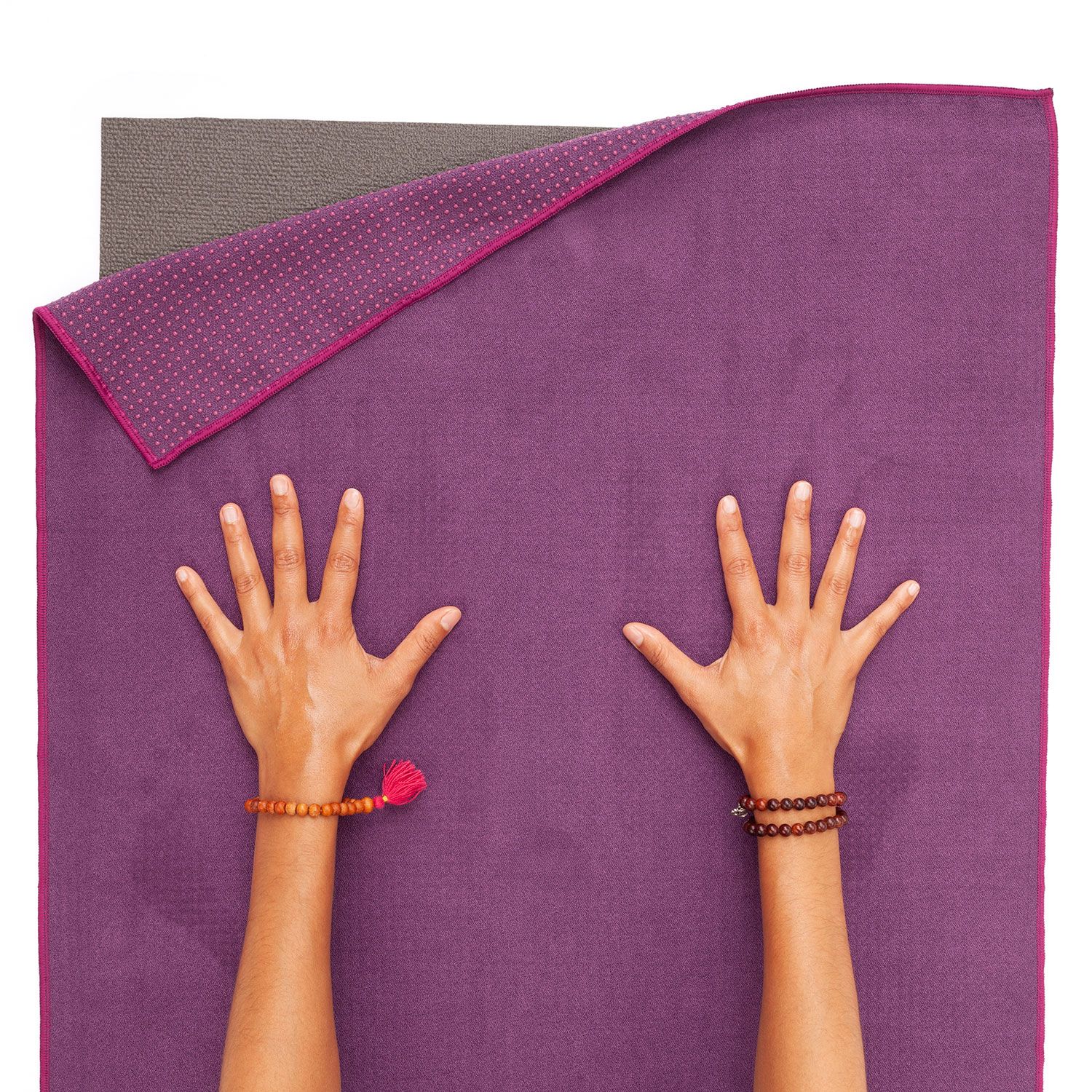 GRIP² Yoga Towel zweifarbig: aubergine mit Antirutschnoppen lila, 905-AL