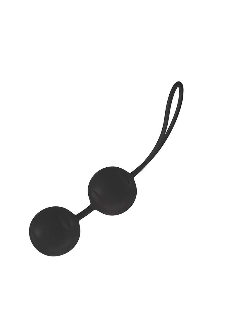 Schwarze Beckenbodentrainer-Kugeln mit Schnur.