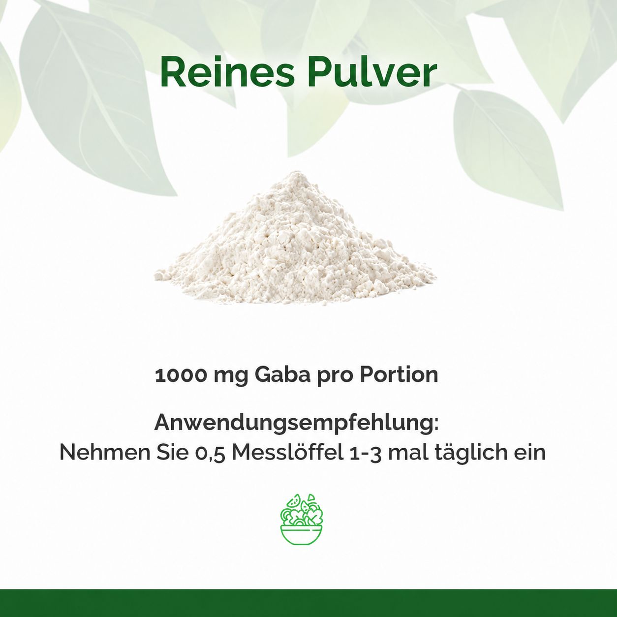 Reines Pulver mit 1000 mg GABA pro Portion.