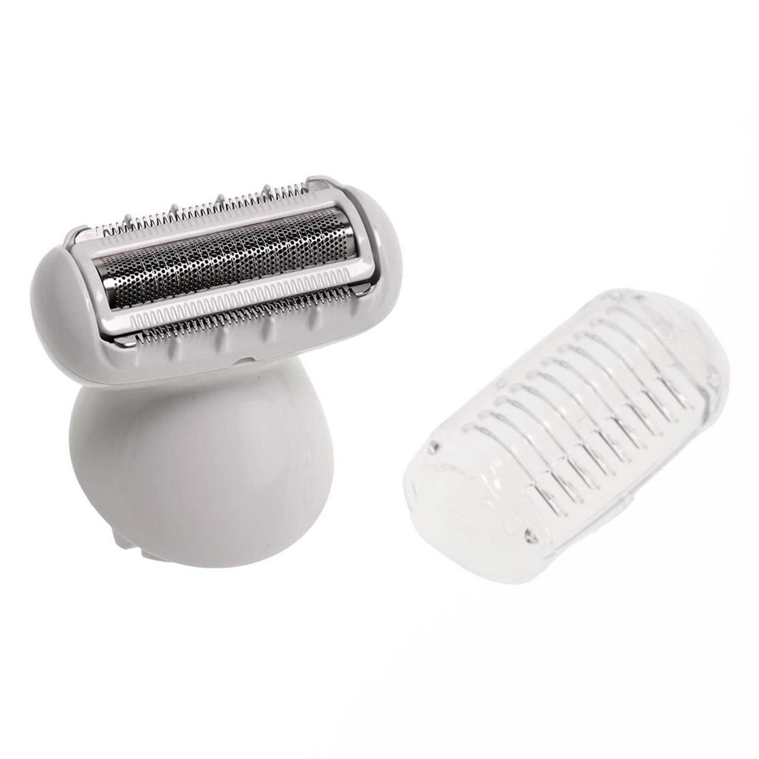 Braun Epilierer Zubehör: Scherkopf mit Schutz- und Trimmerkappe.