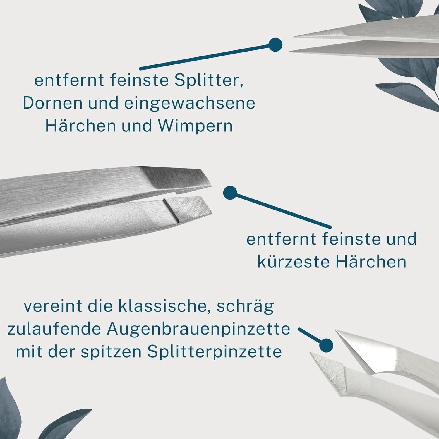 REMOS Pinzetten Set Edelstahl, 3-teilig, satin