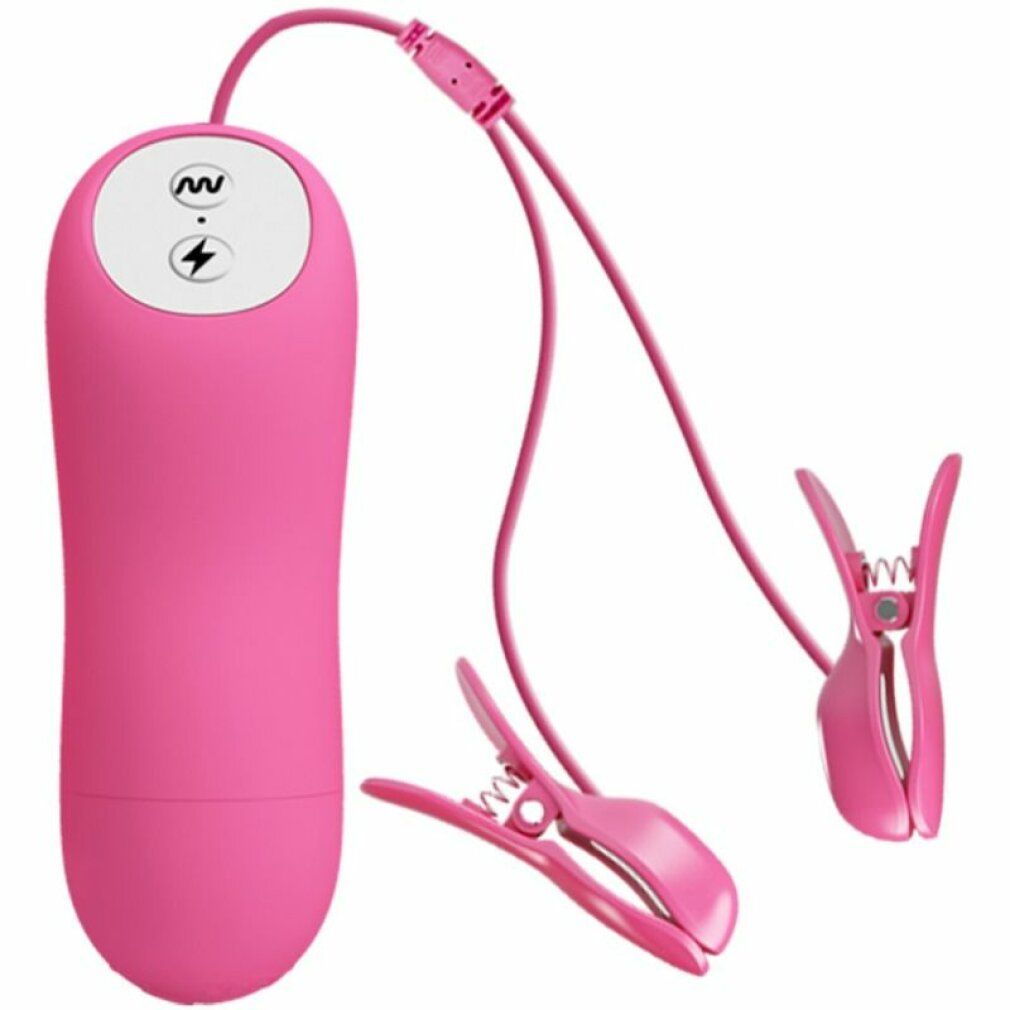 Romantic wave vibrating and eletric shock nipple clamps fuchsia