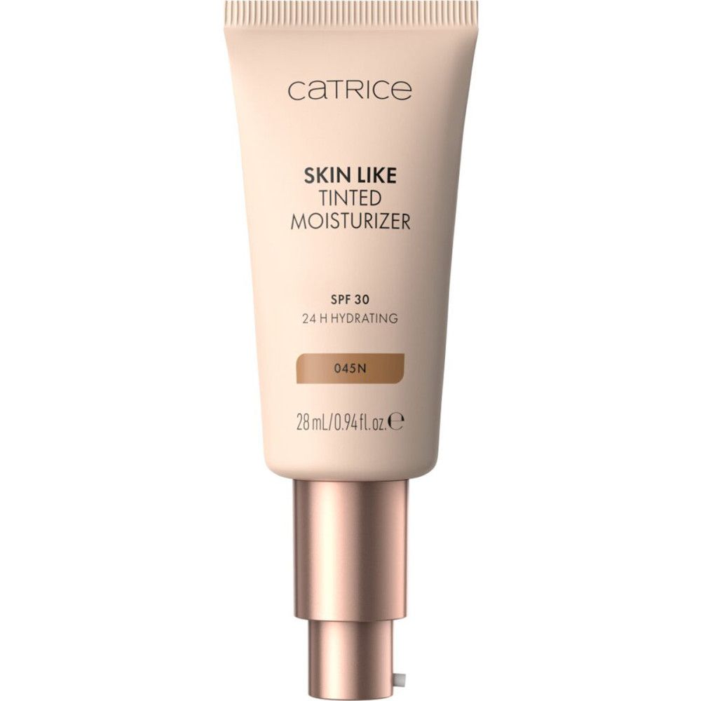Catrice Skin Like Tinted Moisturizer. Tube mit Produktinformationen. Farbton 045N. Enthält SPF 30 und 28 ml.