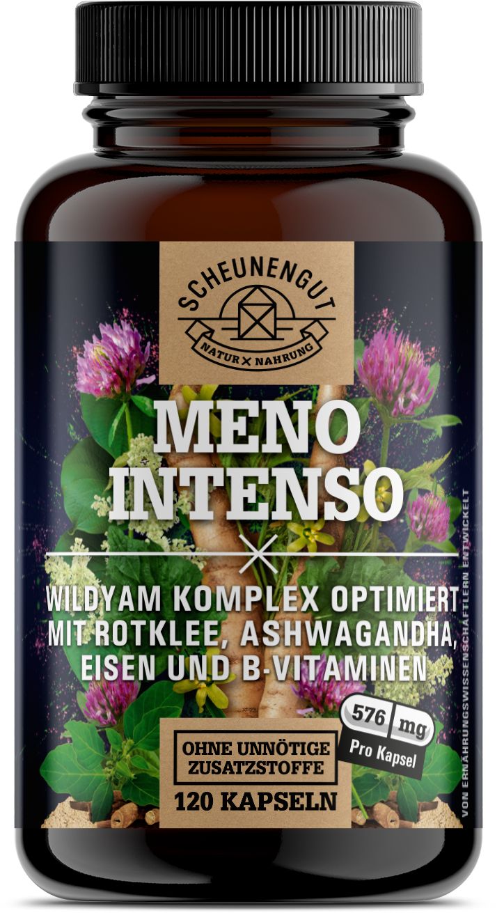 Scheunengut® MENO INTENSO | Wechseljahre/Menopause Komplex mit Yamswurzel, Ashwagandha uvm.