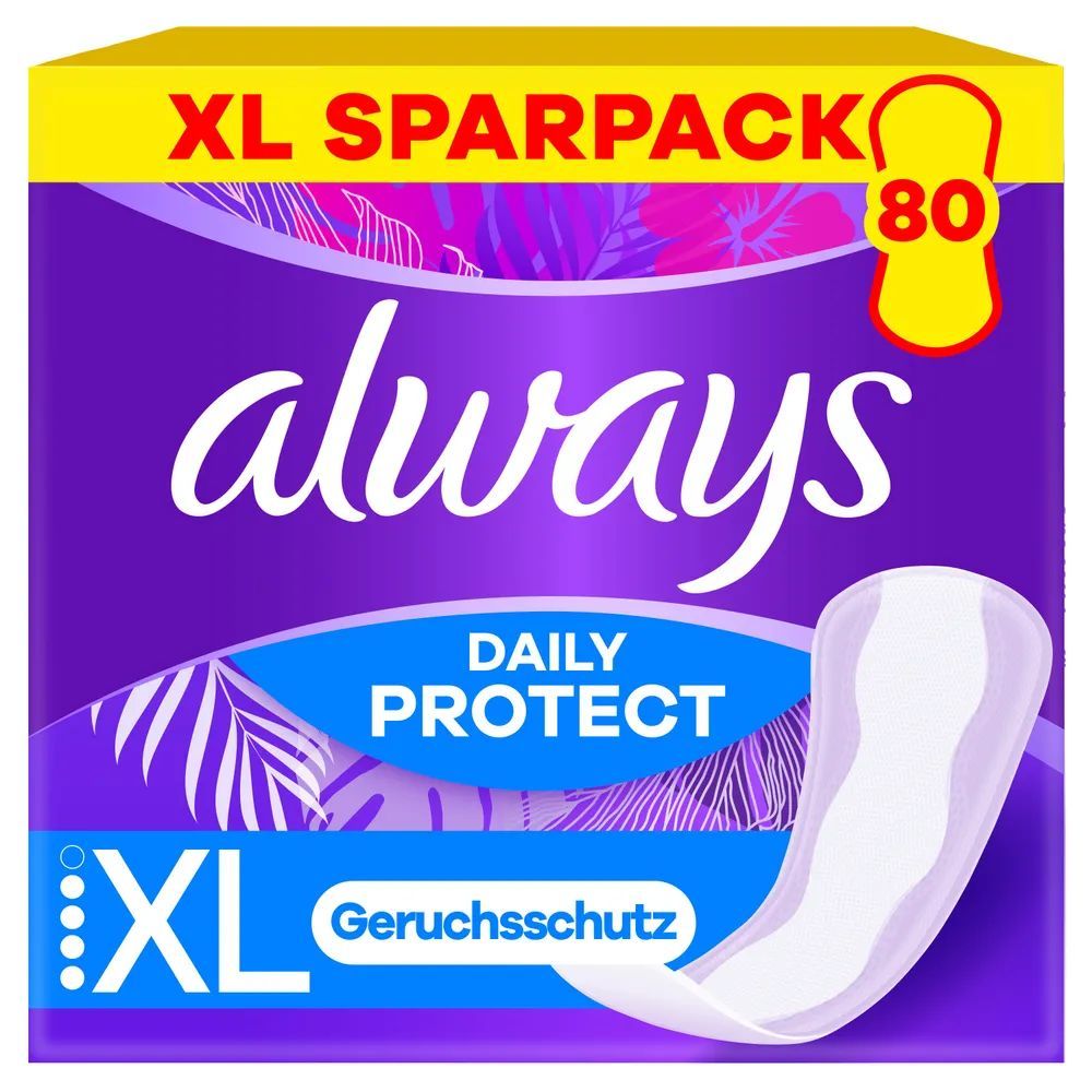 Always Daily Protect XL Slipeinlagen, 80 Stück, mit Geruchsschutz.
