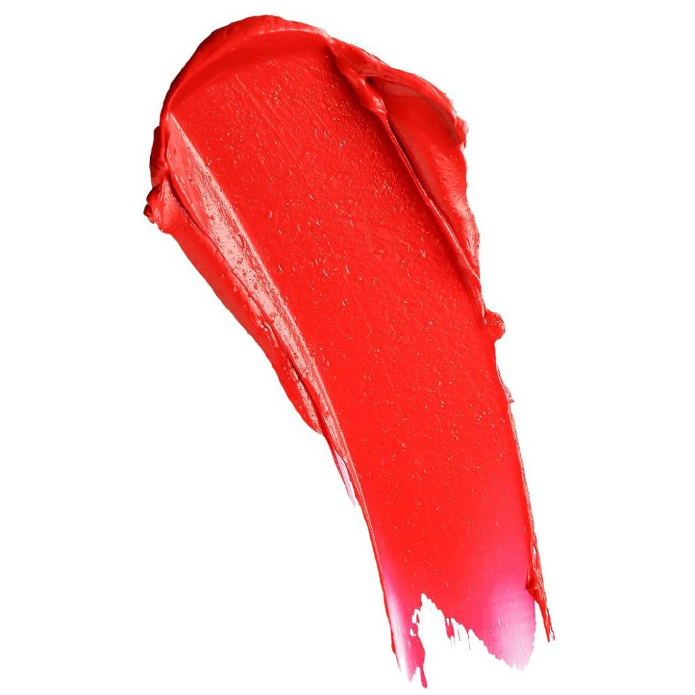 Roter Lippenstift-Swirl auf weißem Hintergrund. Textur sichtbar.