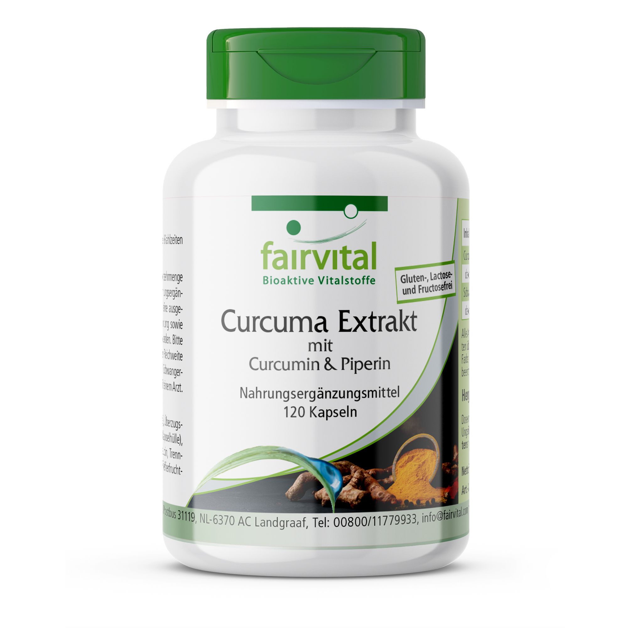 Fairvital Curcuma Extrakt mit Curcumin & Piperin, 120 Kapseln Nahrungsergänzungsmittel.