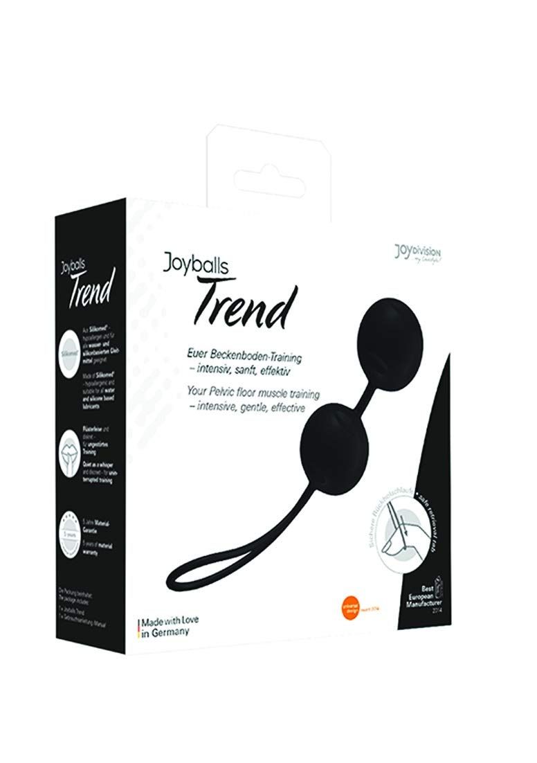 Verpackung für Joyballs® Trend schwarz, zeigt das Produkt.