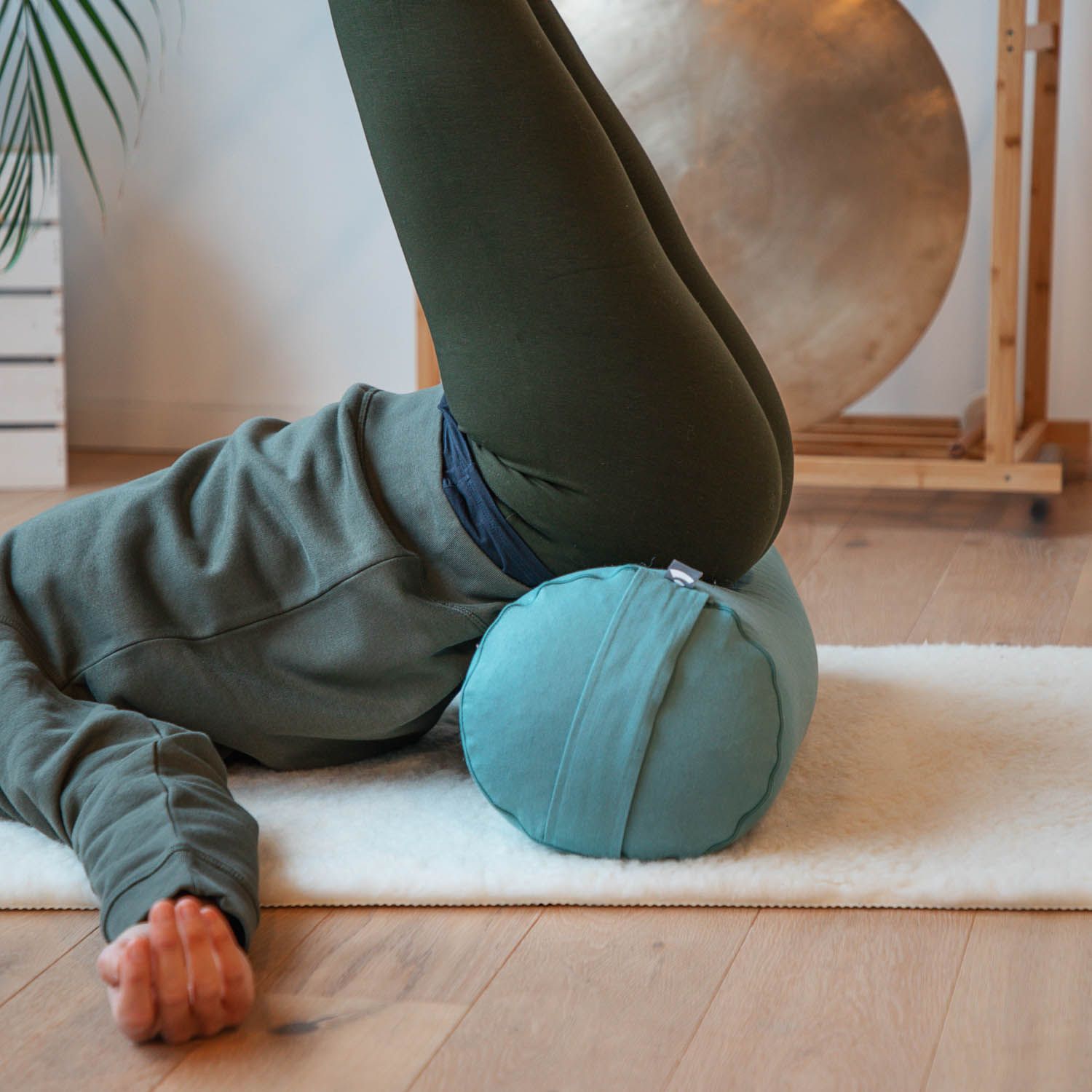 Yoga-Bolster (rund) ECO, Füllung KAPOK Olivgrün