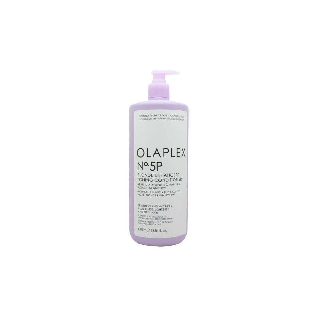 Olaplex N°5P Conditioner in lavendelfarbener Flasche mit Pumpspender.