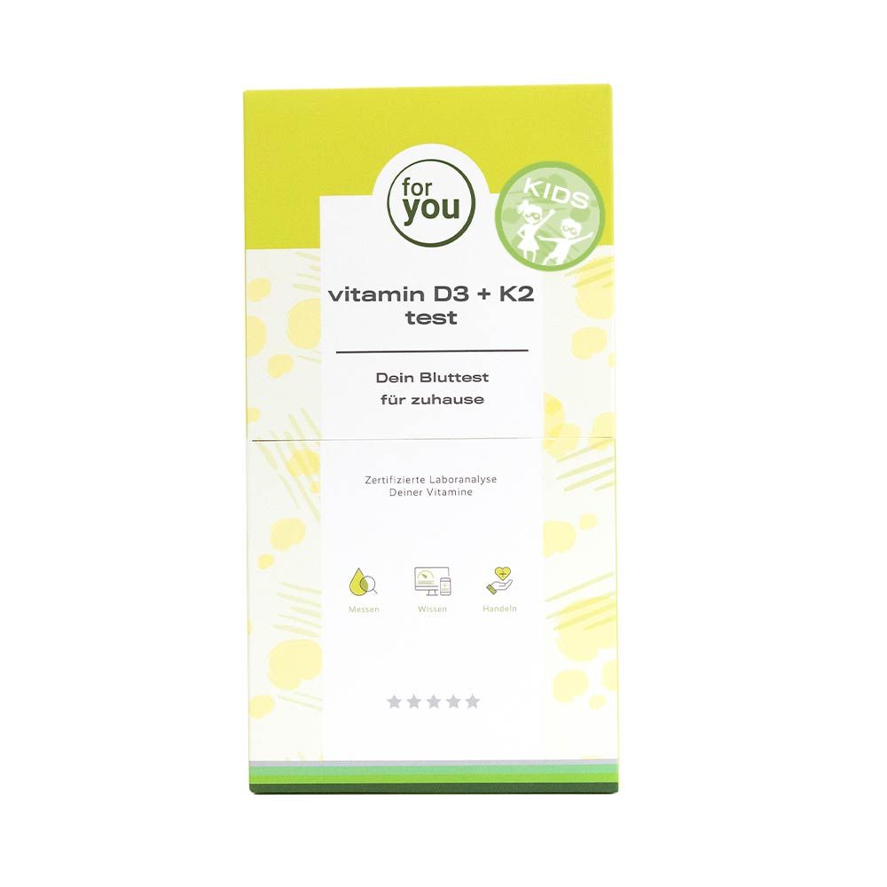 Verpackung des Vitamin D3 + K2 Test für zuhause, zertifizierte Laboranalyse.