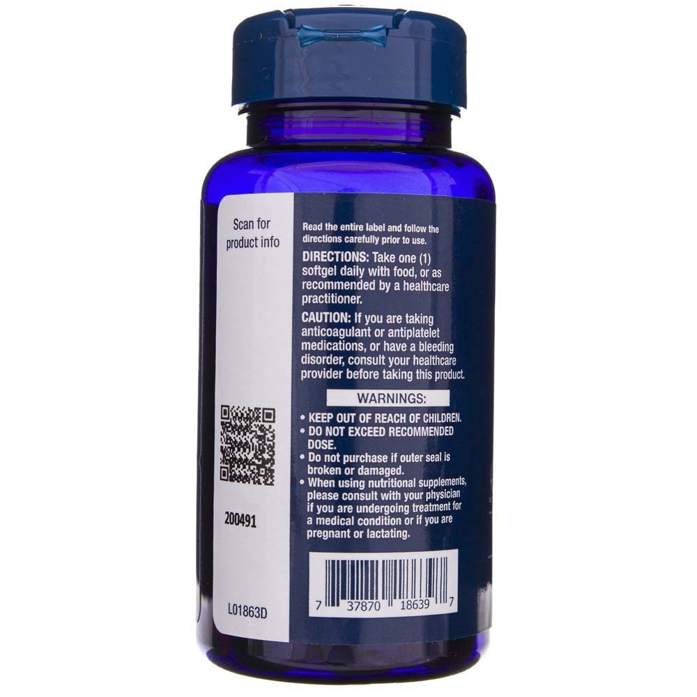 Blaue Pillendose mit Etikett, das Anweisungen und Warnhinweise enthält.