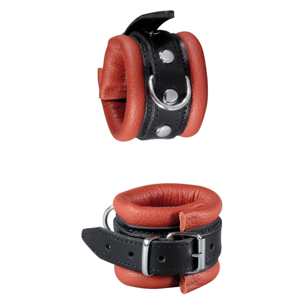 xx-dreamstoys Leder-Handfessel rot/schw.
