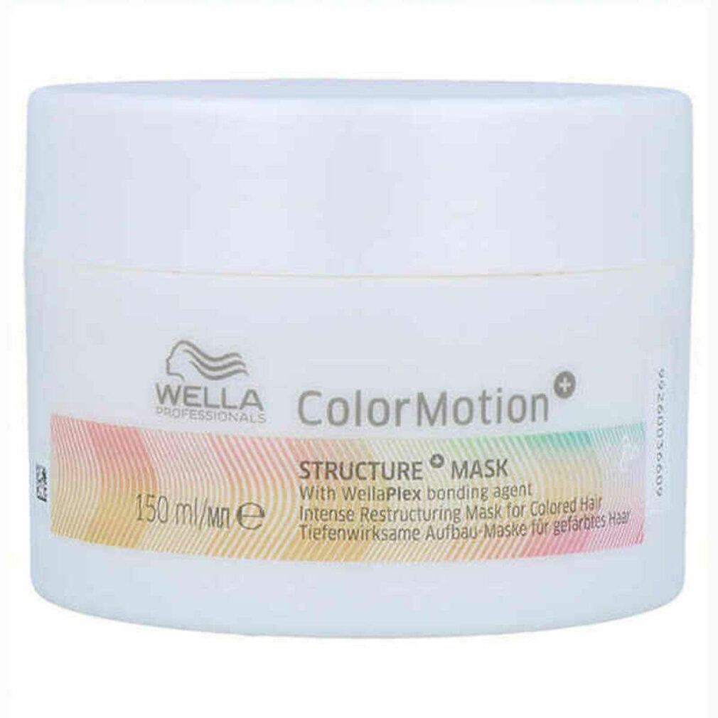 Weißer Tiegel mit Aufschrift ColorMotion und Struktur Maske. Enthält 150 ml. Wella-Logo.