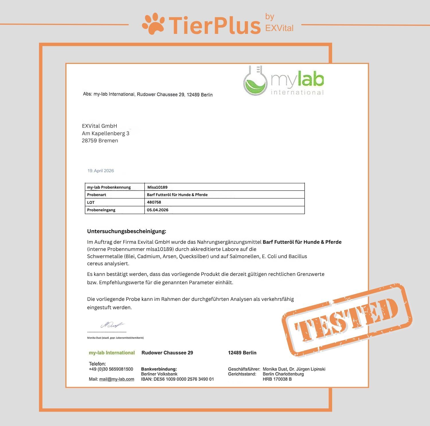 EXVital® TierPlus Barf Futteröl für Hunde & Pferde