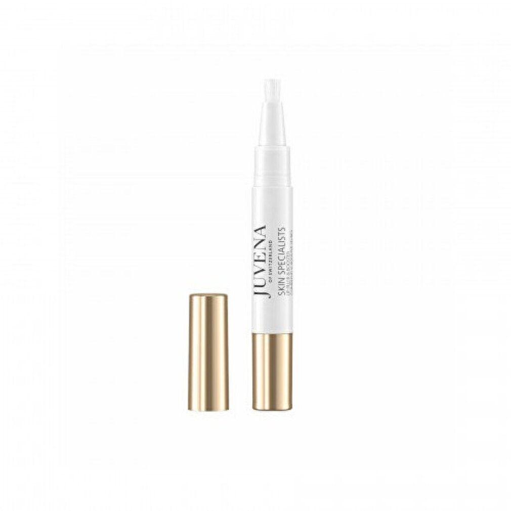 JUVENA SKIN SPECIALISTS Lippenfüller & Booster. Weißer Stift mit goldener Kappe. Kappe daneben.