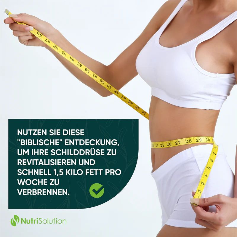 Frau misst ihre Taille mit einem Maßband. NutriSolution.