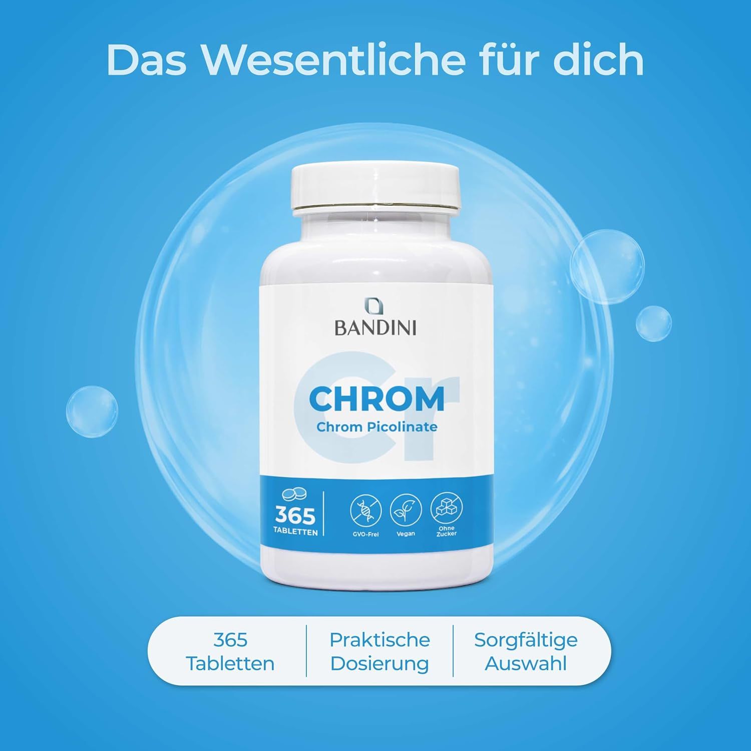 Bandini Chrom Picolinate Kapseln, 365 Tabletten, praktische Dosierung.